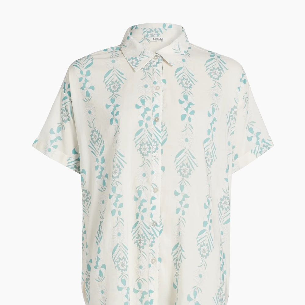 Splendid Ladies Cream and Blue Patterned Shirt- NWT
